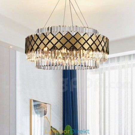 Lyx Modern Guld Plus Svart Rund K9 Crystal Pendant Ljuskrona Exhibition Hall Lyx Modern Guld Plus Svart Rund K9 Crystal Pendant Ljuskrona Exhibition Hall