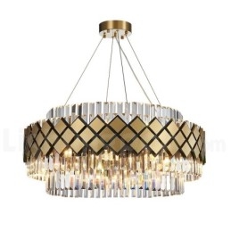Lyx Modern Guld Plus Svart Rund K9 Crystal Pendant Ljuskrona Exhibition Hall