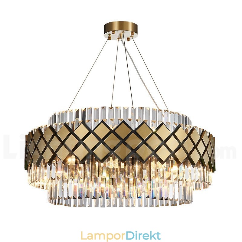 Lyx Modern Guld Plus Svart Rund K9 Crystal Pendant Ljuskrona Exhibition Hall