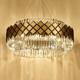 Lyx Modern Guld Plus Svart Rund K9 Crystal Pendant Ljuskrona Exhibition Hall
