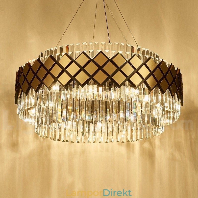 Lyx Modern Guld Plus Svart Rund K9 Crystal Pendant Ljuskrona Exhibition Hall