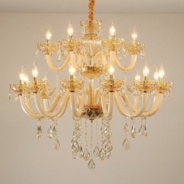 18 (12+6) Ljus Champagne Färg Elegant Kristallljuskrona