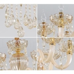 18 (12+6) Ljus Champagne Färg Elegant Kristallljuskrona