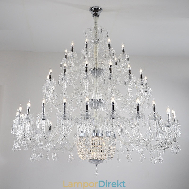 50 Ljus Klar Elegant Lyxig Kristall Ljuskrona Utställning Hal