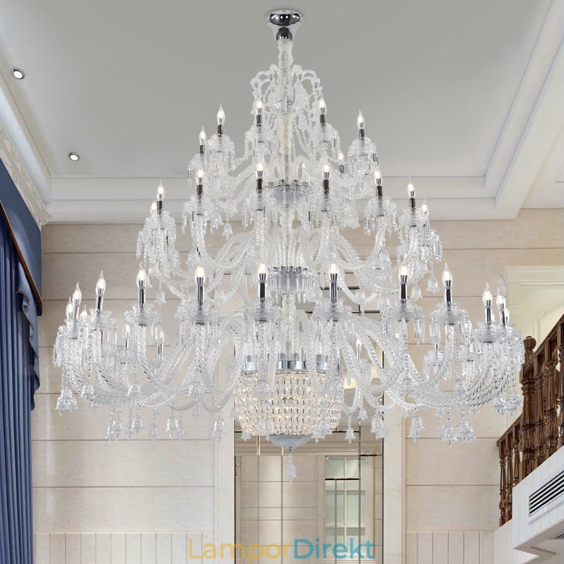 50 Ljus Klar Elegant Lyxig Kristall Ljuskrona Utställning Hal