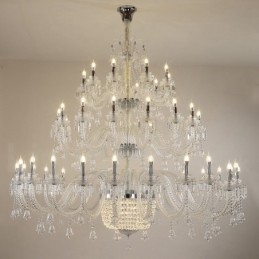 50 Ljus Klar Elegant Lyxig Kristall Ljuskrona Utställning Hal