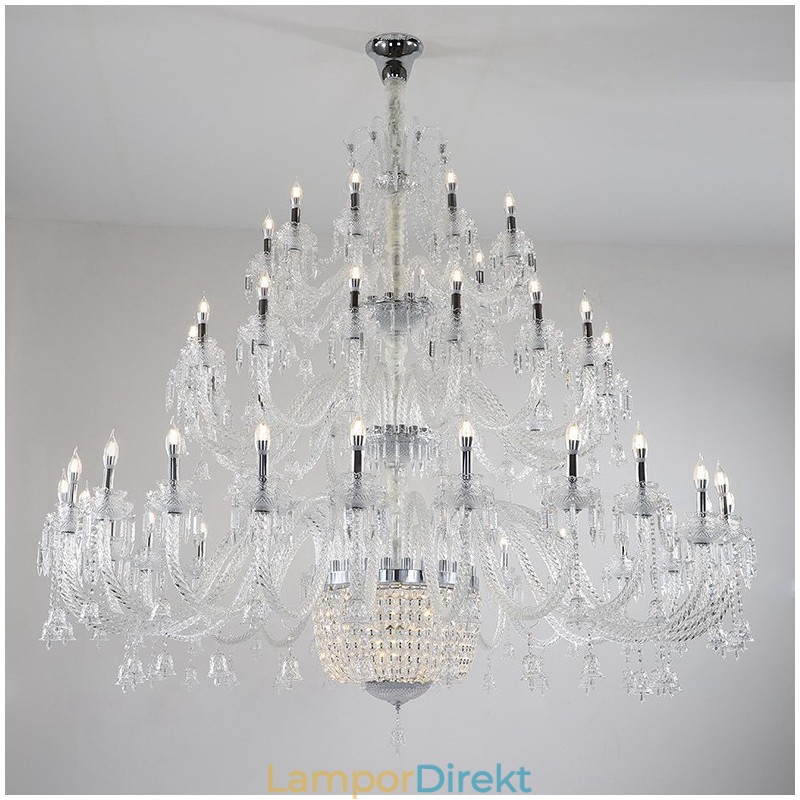 50 Ljus Klar Elegant Lyxig Kristall Ljuskrona Utställning Hal