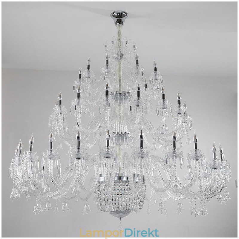 50 Ljus Klar Elegant Lyxig Kristall Ljuskrona Utställning Hal