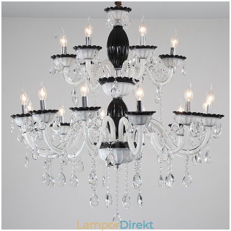 18 (12+6) Ljussvart Elegant Ljuskrona Med Kristall