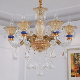 6 Ljus Modern Samtida Champagne Ljuskrona Med Kristall