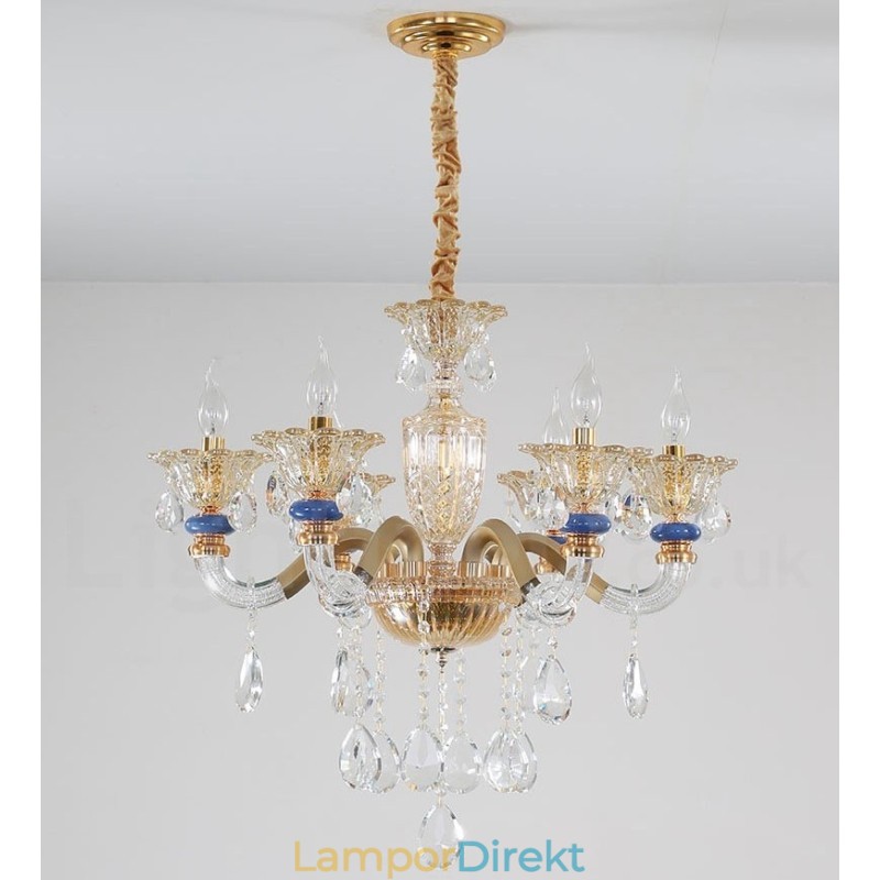 6 Ljus Modern Samtida Champagne Ljuskrona Med Kristall