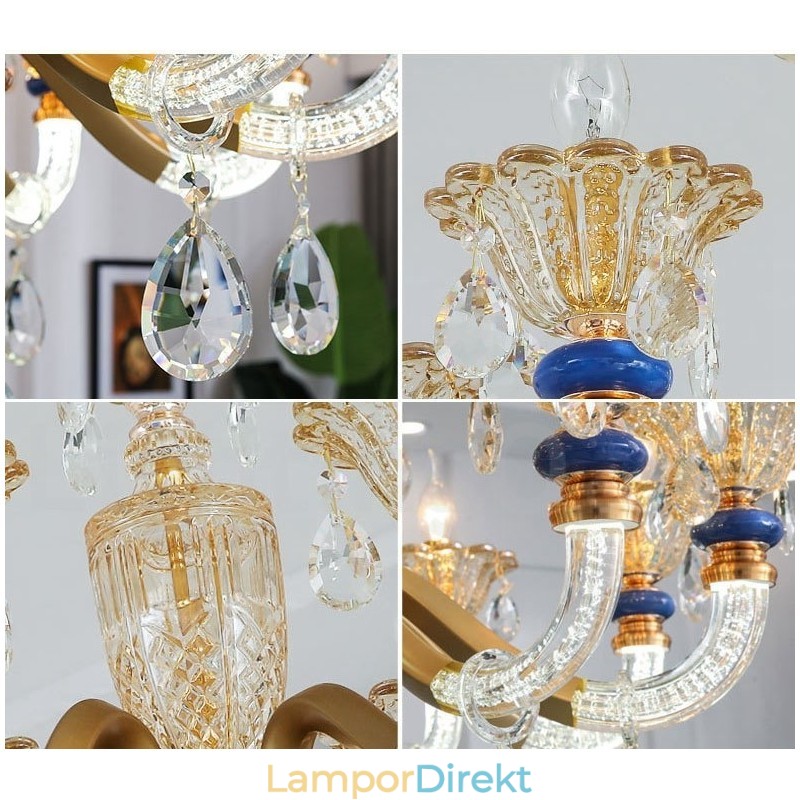 6 Ljus Modern Samtida Champagne Ljuskrona Med Kristall