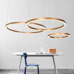 Wi Fi Smart Dimbar Guld Roséguld Modern Modern 3-Ringar Ljus Pendellampa I Aluminiumlegering Med Akrylskärm