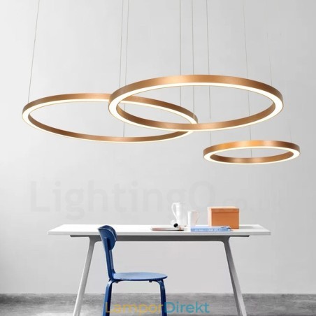 Wi Fi Smart Dimbar Guld Roséguld Modern Modern 3-Ringar Ljus Pendellampa I Aluminiumlegering Med Akrylskärm Wi Fi Smart Dimbar Guld Roséguld Modern Modern 3-Ringar Ljus Pendellampa I Aluminiumlegering Med Akrylskärm