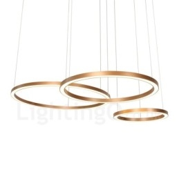 Wi Fi Smart Dimbar Guld Roséguld Modern Modern 3-Ringar Ljus Pendellampa I Aluminiumlegering Med Akrylskärm