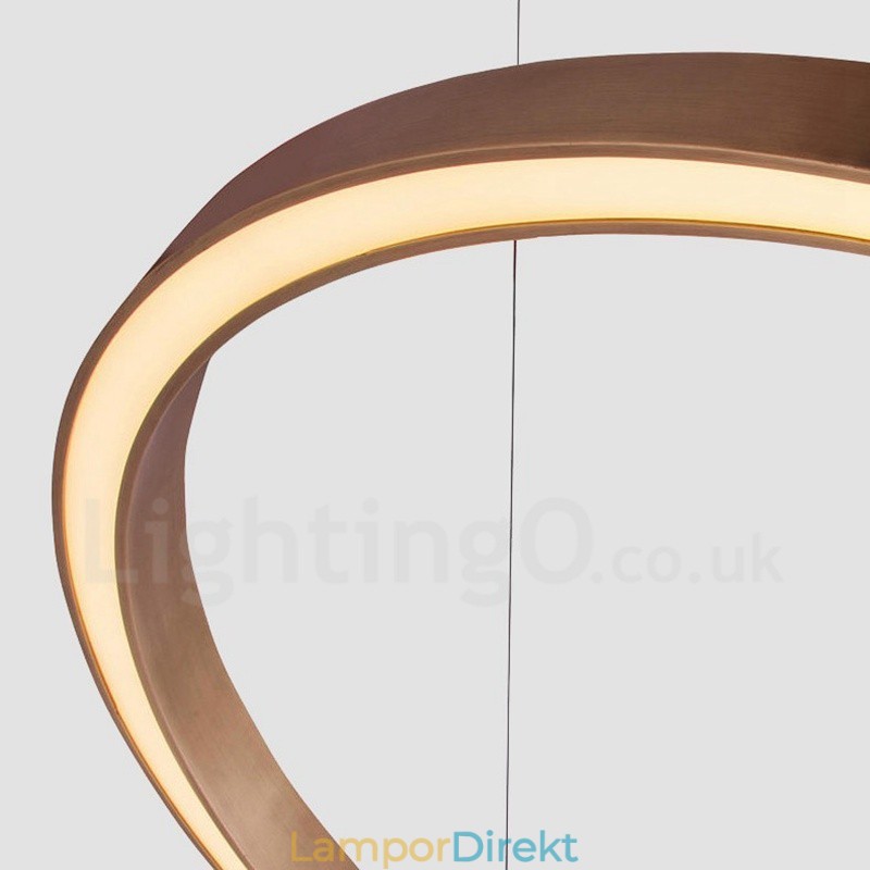 Wi Fi Smart Dimbar Guld Roséguld Modern Modern 3-Ringar Ljus Pendellampa I Aluminiumlegering Med Akrylskärm