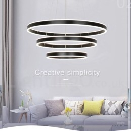 Dimbar Wi-Fi Smart 3-Ringar Två Remsor Modern Och Modern Taklampa Med Akrylskärm