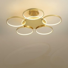 Guld Modern Samtida Nordisk Stil Cirkel Takkrona Med Fjärrkontroll Kan Också Användas Som Vägglampa
