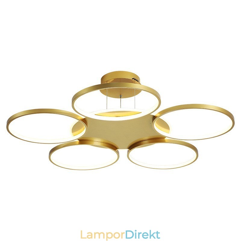 Guld Modern Samtida Nordisk Stil Cirkel Takkrona Med Fjärrkontroll Kan Också Användas Som Vägglampa