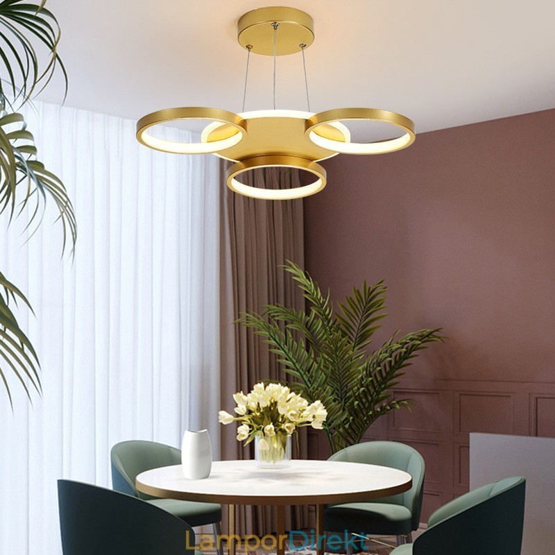 Guld Modern Samtida Nordisk Stil Cirkel Takkrona Med Fjärrkontroll Kan Också Användas Som Vägglampa