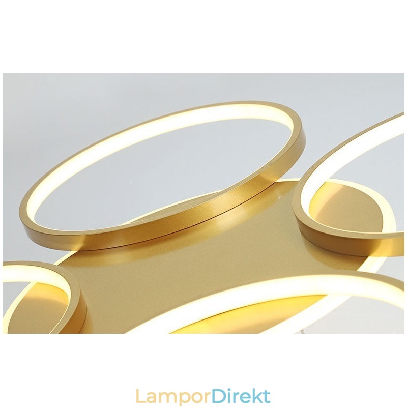 Guld Modern Samtida Nordisk Stil Cirkel Takkrona Med Fjärrkontroll Kan Också Användas Som Vägglampa