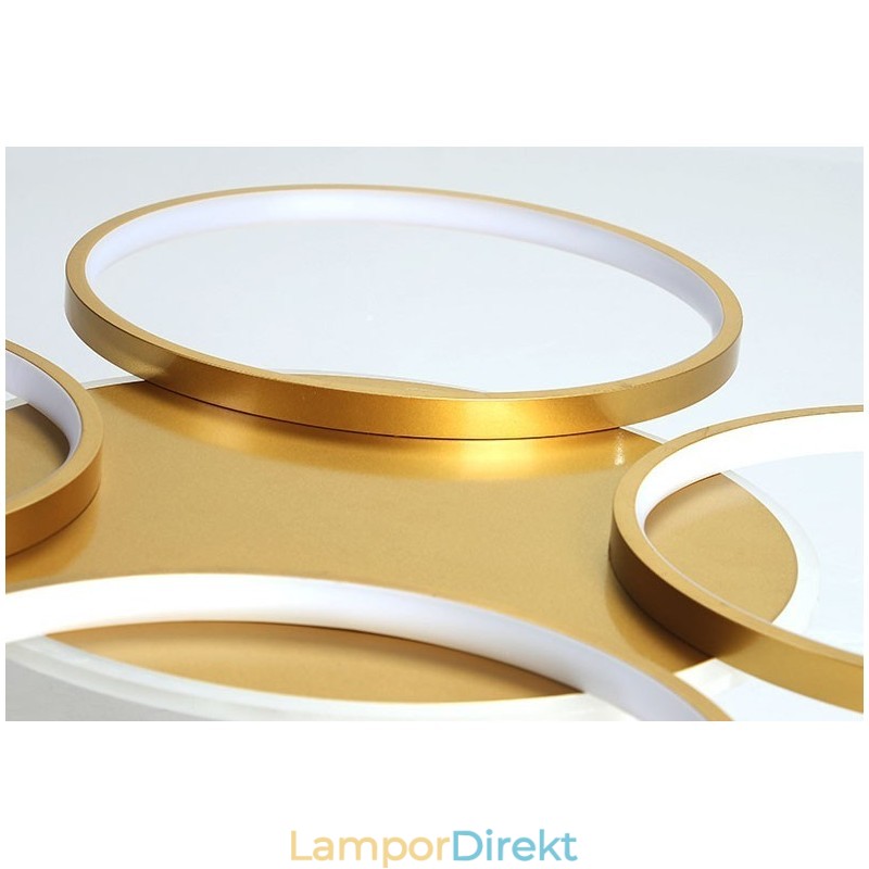 Guld Modern Samtida Nordisk Stil Cirkel Takkrona Med Fjärrkontroll Kan Också Användas Som Vägglampa