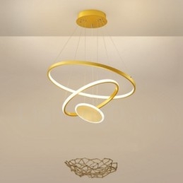 Tre Cirklar Modern Design Tre Ringar Guld Taklampa Med Fjärrkontroll