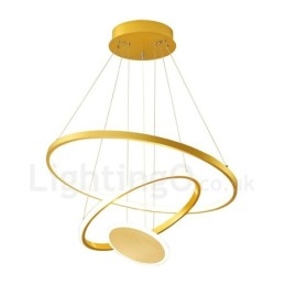 Tre Cirklar Modern Design Tre Ringar Guld Taklampa Med Fjärrkontroll