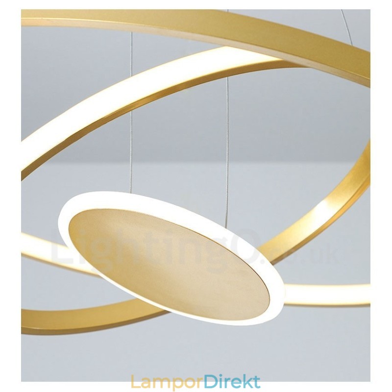 Tre Cirklar Modern Design Tre Ringar Guld Taklampa Med Fjärrkontroll
