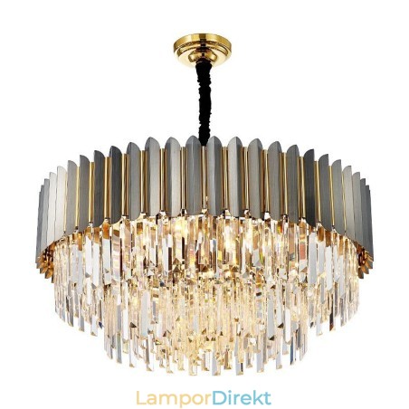 Lyx Postmodern Svart Och Guld Rund K9 Kristallhängande Ljuskrona Utställningshall Lyx Postmodern Svart Och Guld Rund K9 Kristallhängande Ljuskrona Utställningshall