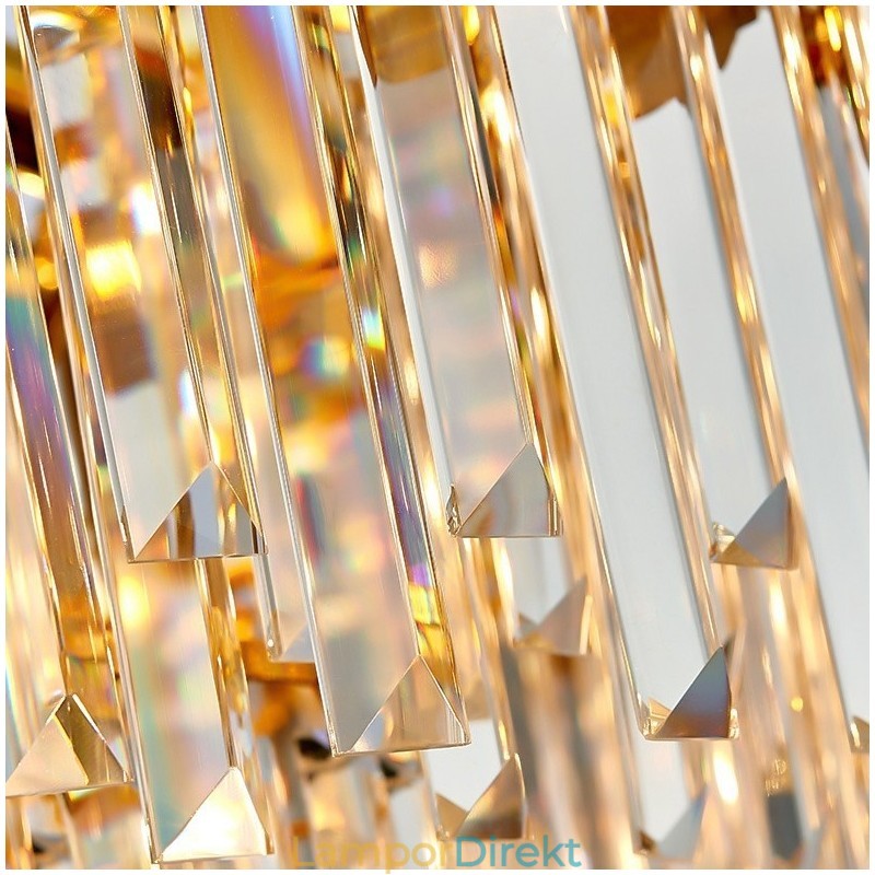 Lyx Postmodern Svart Och Guld Rund K9 Kristallhängande Ljuskrona Utställningshall