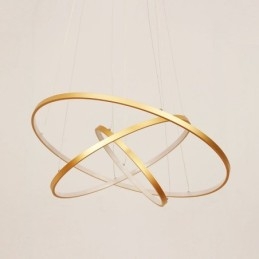Dimbar Taklampa Med Fjärrkontroll Guld Modern Design Tre Ringar