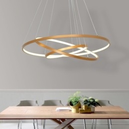 Dimbar Taklampa Med Fjärrkontroll Guld Modern Design Tre Ringar