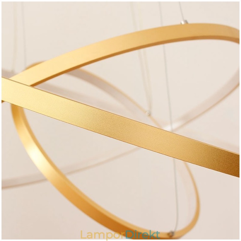 Dimbar Taklampa Med Fjärrkontroll Guld Modern Design Tre Ringar