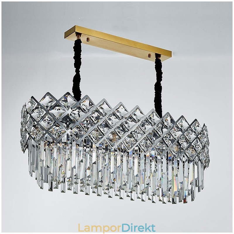 Lyx Postmodern Silver Rund K9 Kristallhängande Ljuskrona