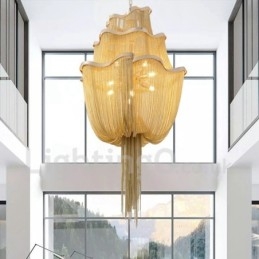 Tofsar Ljuskrona Designer Pendel Light Silver Guld Färg