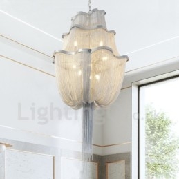 Tofsar Ljuskrona Designer Pendel Light Silver Guld Färg