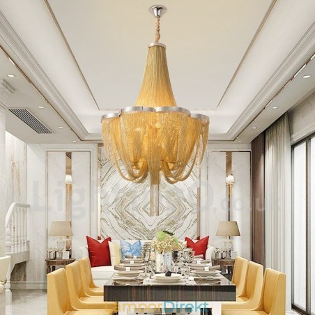 Tofsar Ljuskrona Designer Pendel Light Silver Guld Färg Tofsar Ljuskrona Designer Pendel Light Silver Guld Färg