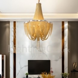 Tofsar Ljuskrona Designer Pendel Light Silver Guld Färg