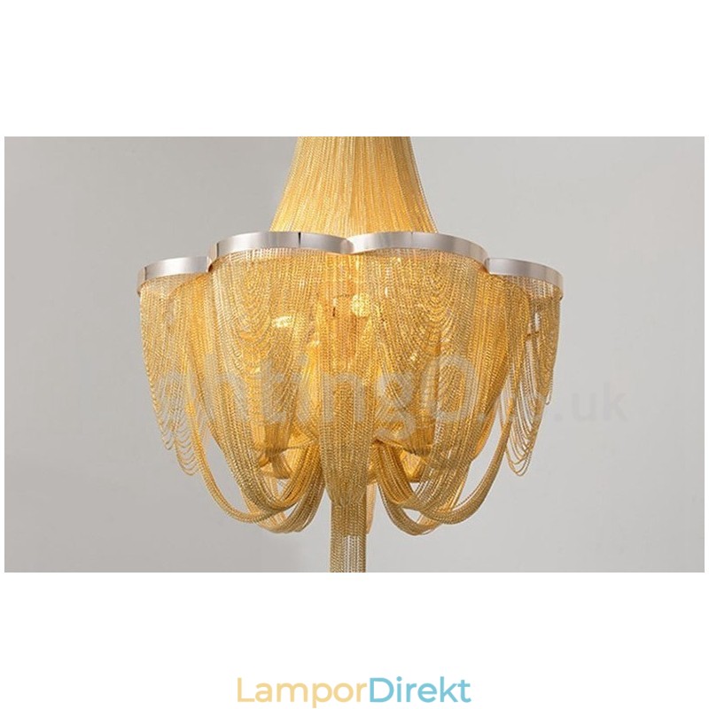 Tofsar Ljuskrona Designer Pendel Light Silver Guld Färg