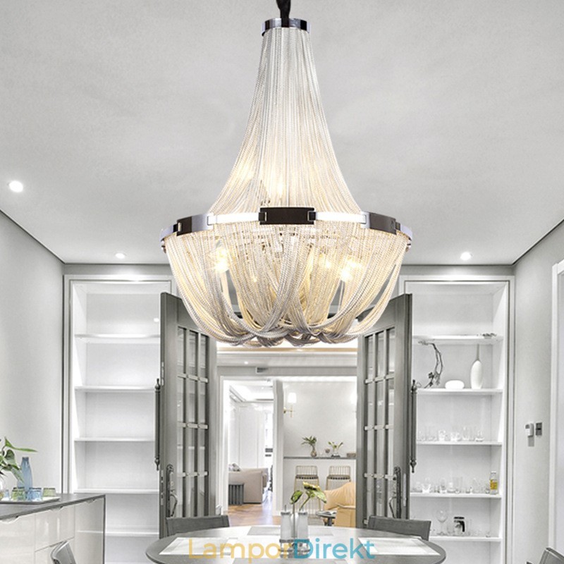 Tofsar Ljuskrona Designer Pendel Light Silver Guld Färg