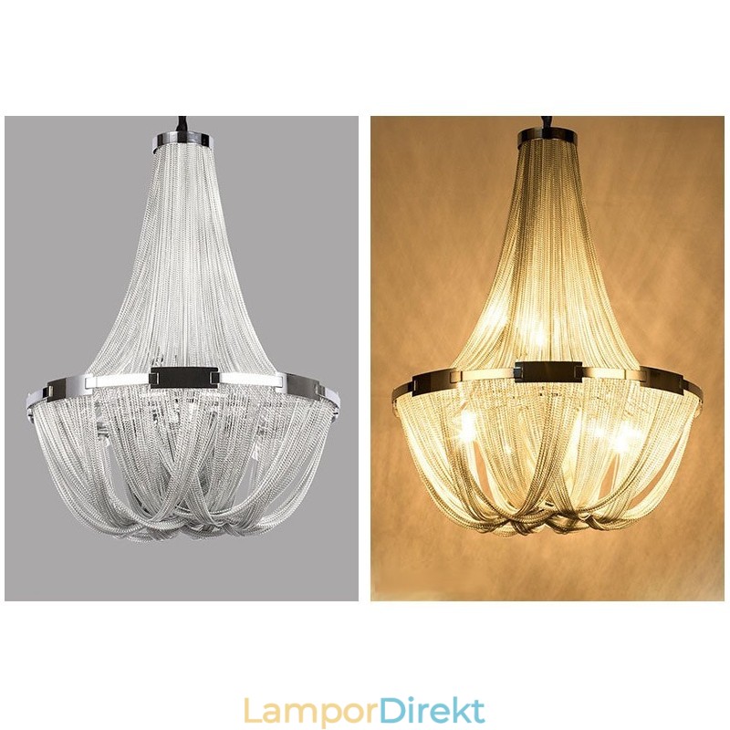 Tofsar Ljuskrona Designer Pendel Light Silver Guld Färg