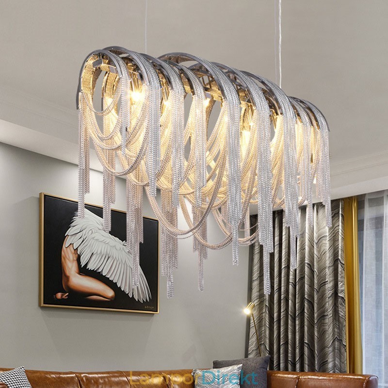 Tofsar Ljuskrona Designer Pendel Light Silver Guld Färg