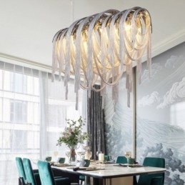 Tofsar Ljuskrona Designer Pendel Light Silver Guld Färg