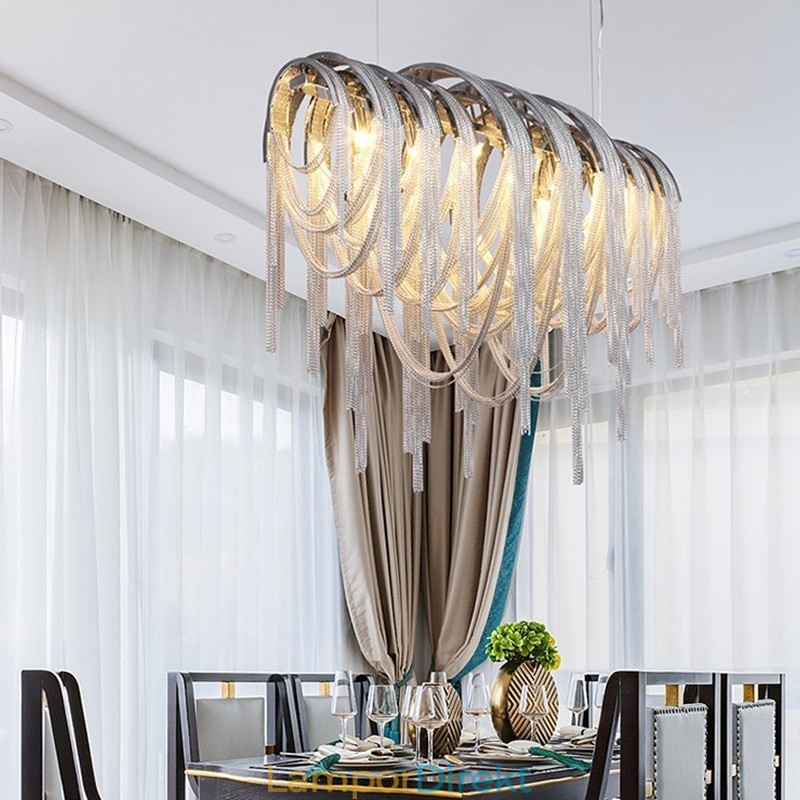 Tofsar Ljuskrona Designer Pendel Light Silver Guld Färg