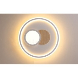 Trä Dimbar Modern, Modern Nordisk Stil Infälld Rund Taklampa Med Fjärrkontroll Kan Även Användas Som Vägglampa