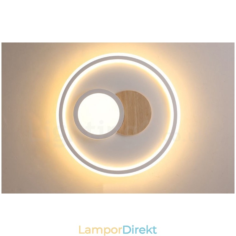 Trä Dimbar Modern, Modern Nordisk Stil Infälld Rund Taklampa Med Fjärrkontroll Kan Även Användas Som Vägglampa