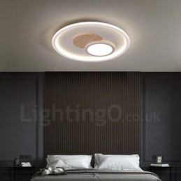 Trä Dimbar Modern, Modern Nordisk Stil Infälld Rund Taklampa Med Fjärrkontroll Kan Även Användas Som Vägglampa