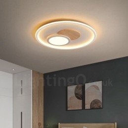 Trä Dimbar Modern, Modern Nordisk Stil Infälld Rund Taklampa Med Fjärrkontroll Kan Även Användas Som Vägglampa