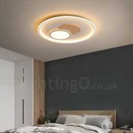 Trä Dimbar Modern, Modern Nordisk Stil Infälld Rund Taklampa Med Fjärrkontroll Kan Även Användas Som Vägglampa